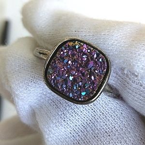 STERLING PURPLE DRUZY QUARTZ RING SIZE 7
